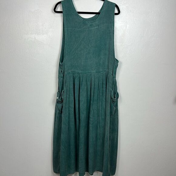 Limited Express Vintage Sleeveless Rayon Green Midi Sun Dress Size L - Picture 2 of 7